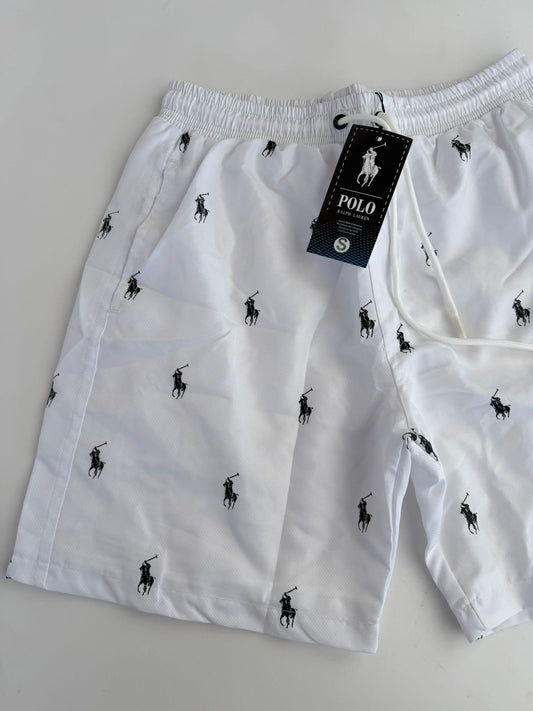 Pantalon Corto Ralph Lauren blanco logo negro
