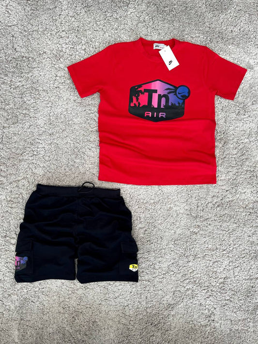 Conjunto verano nike tn rojo logo negro