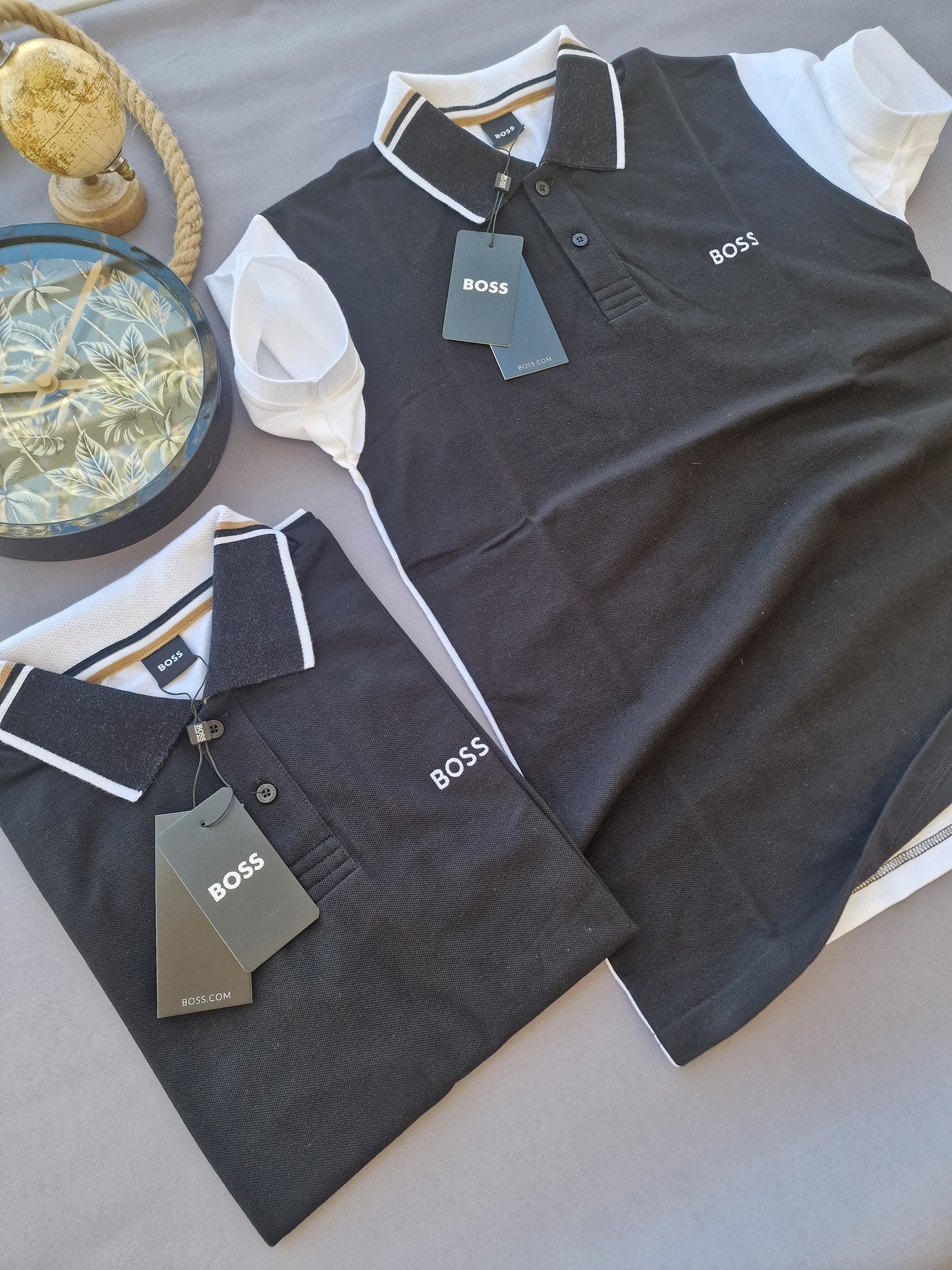 Polo Hugo Boss negro logo blanco