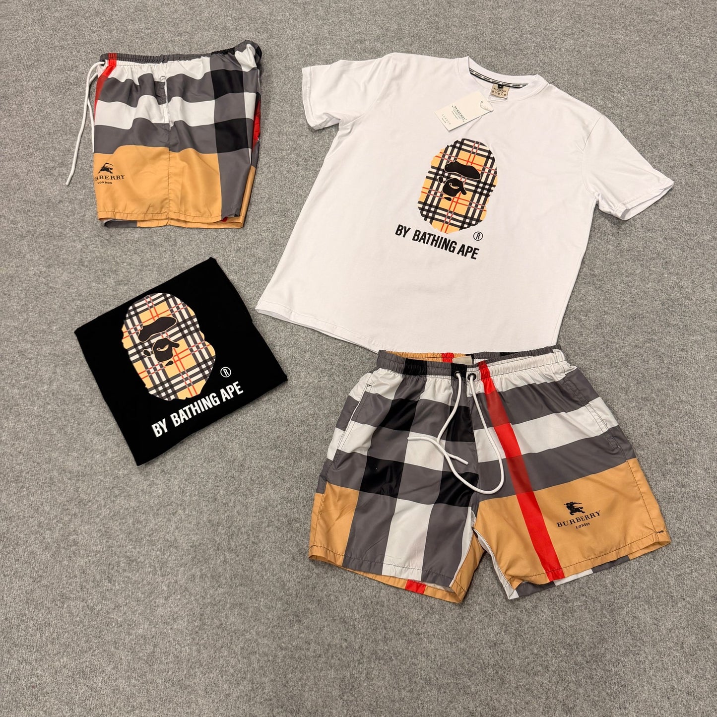 Conjunto burberry blanco x bape
