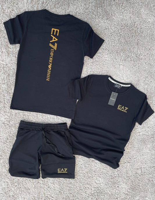 CONJUNTO ARMANI NEGRO LOGO DORADO