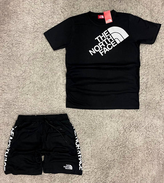 Conjunto verano north face negro logo blanco