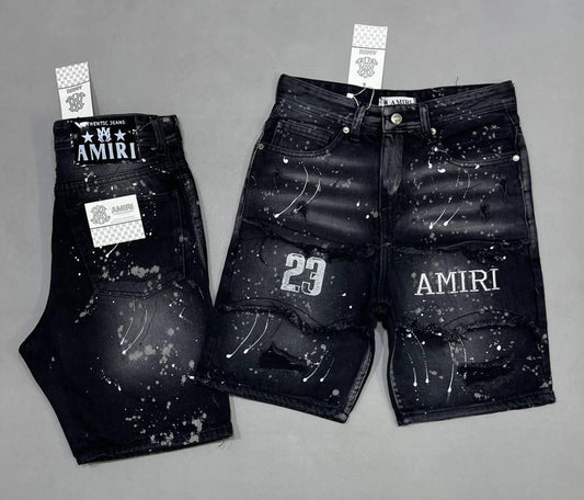 Pantalon corto amiri negra logo blanco