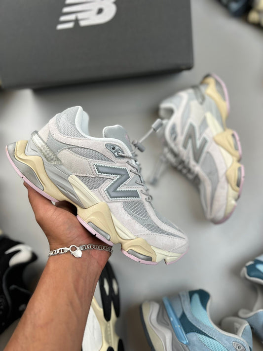 NEW BALANCE 9060 gris logo gris contorno blanco