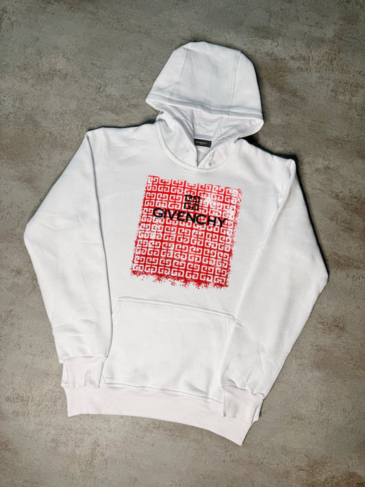 Sudadera GIVENCHY blanco logo negro detalles rojos