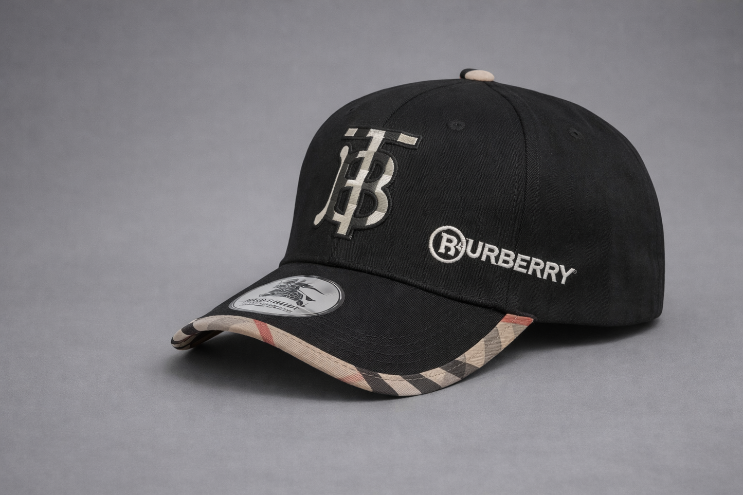 Gorra Burberry negro logo marron