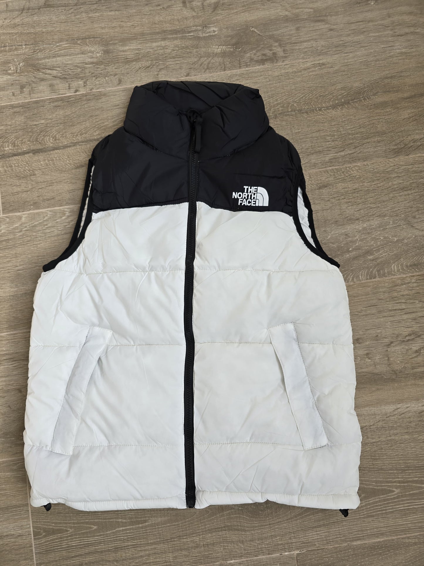 Chaleco north face blanco negro