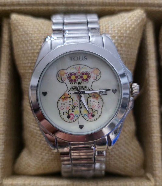 Reloj tous plateado logo oso detalles corazones