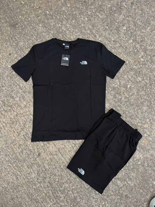 Conjunto corto north face negro logo blanco