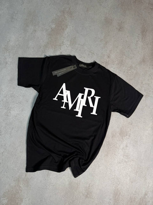 Camiseta Amiri negro logo letras grande