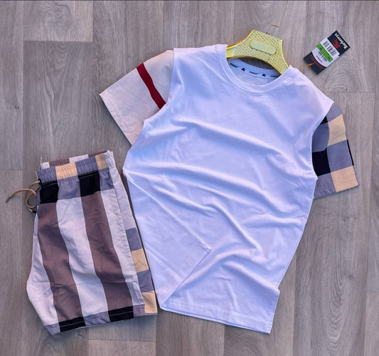 Conjunto burberry blanco detalles beige