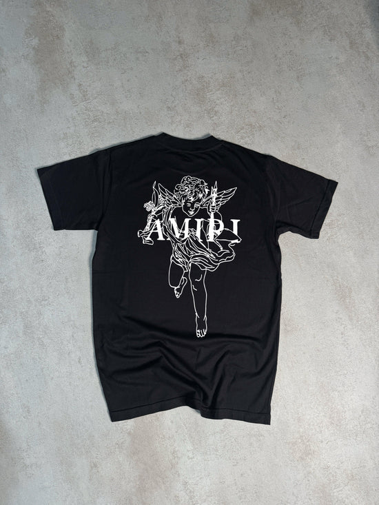 Camiseta amiri negra letras blancas angel