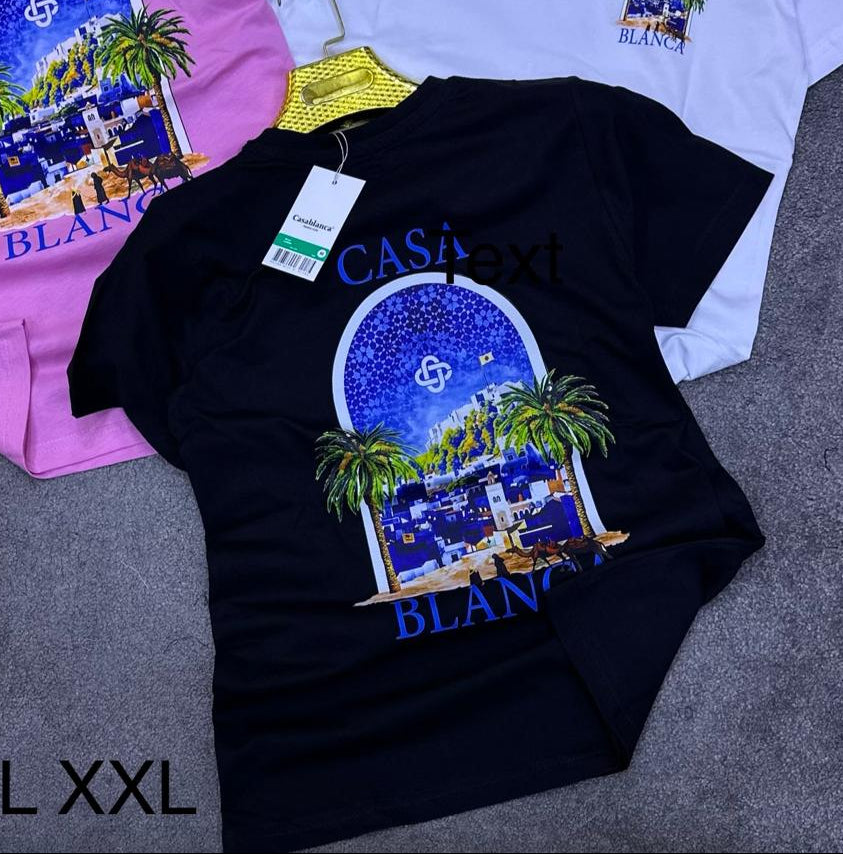 Camiseta Casablanca negro logo palmeras