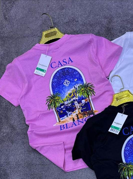 Camiseta Casablanca rosa logo palmeras