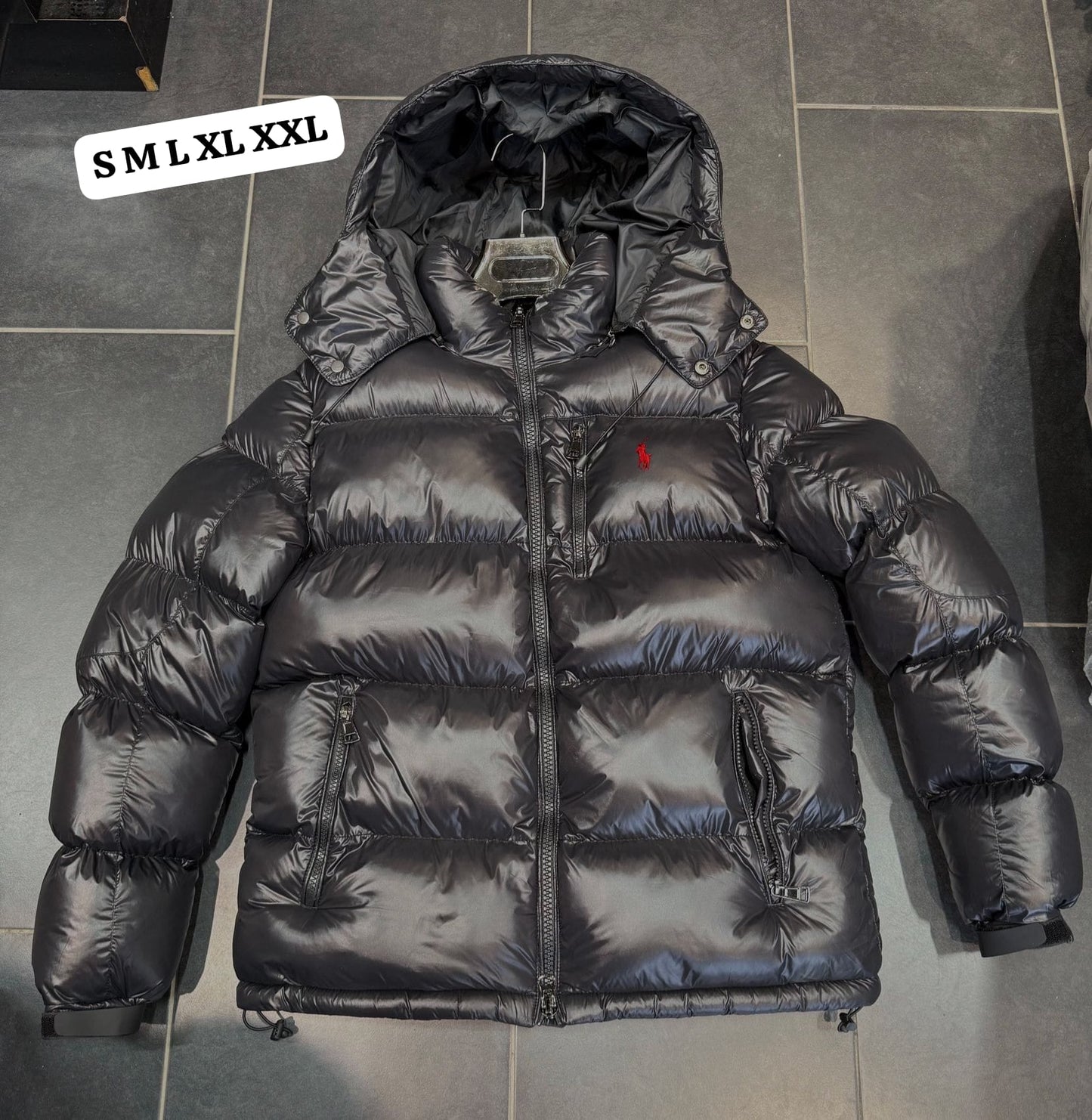 Chaqueton ralph lauren negro logo rojo