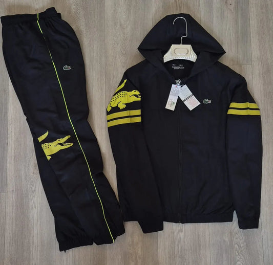 Chandal lacoste negro y fluor logo verde