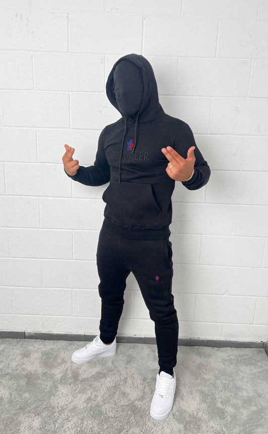Chandal Moncler negro logo negro rojo y azul