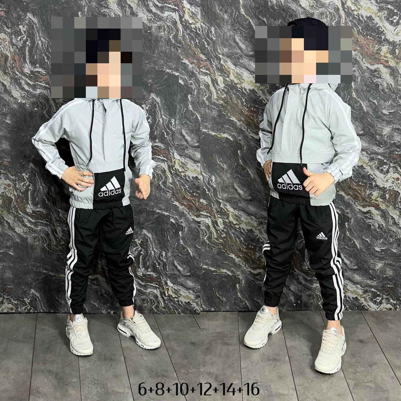 Chandal adidas gris y negro logo blanco niños