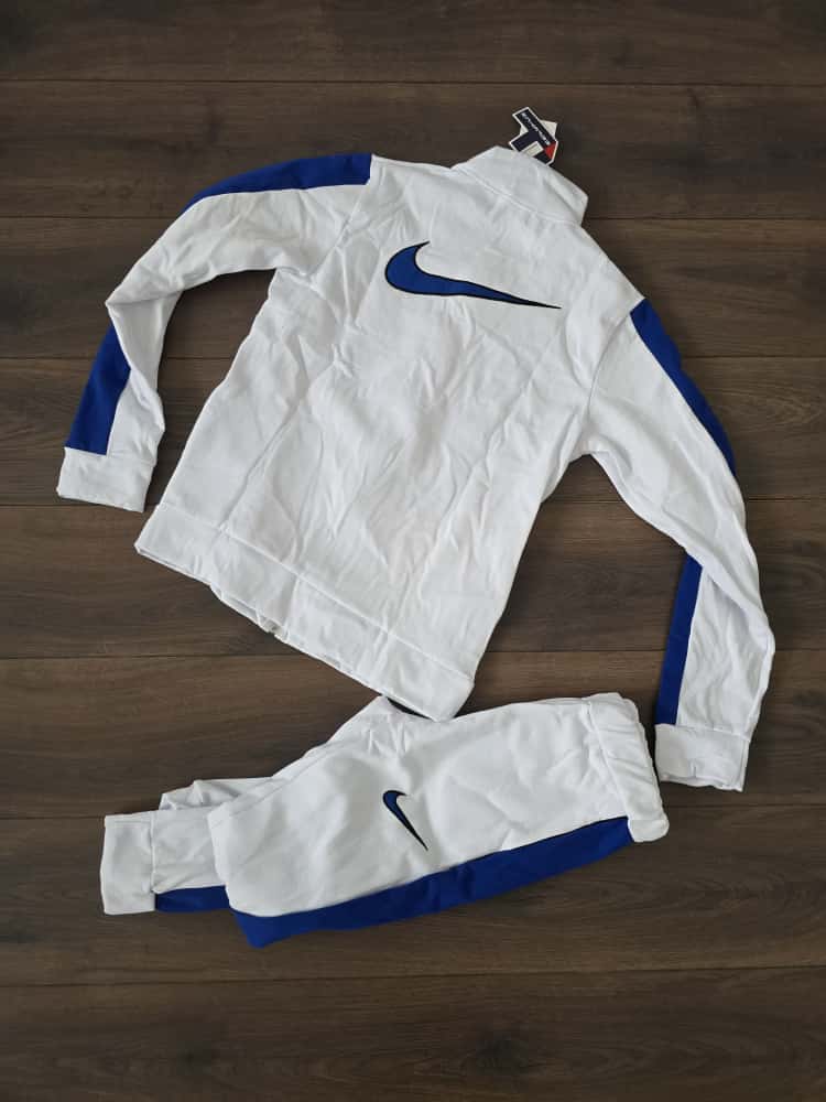 Chandal nike blanco azul logo grande espalda