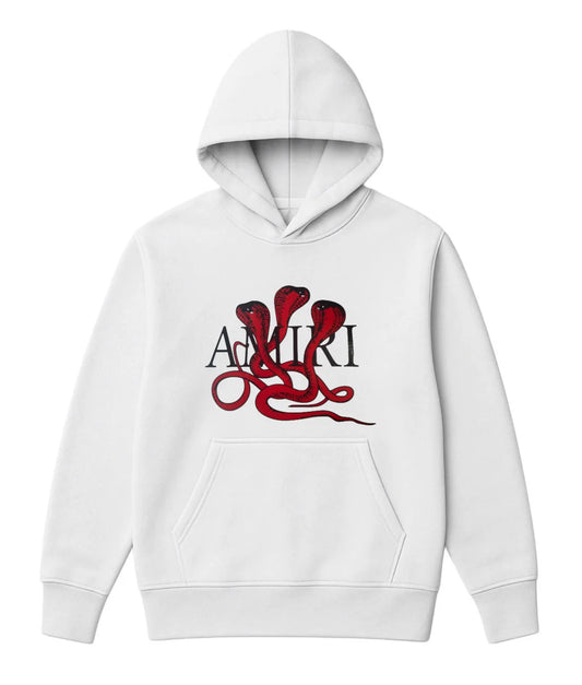 Sudadera AMIRI blanco logo negro serpientes rojas