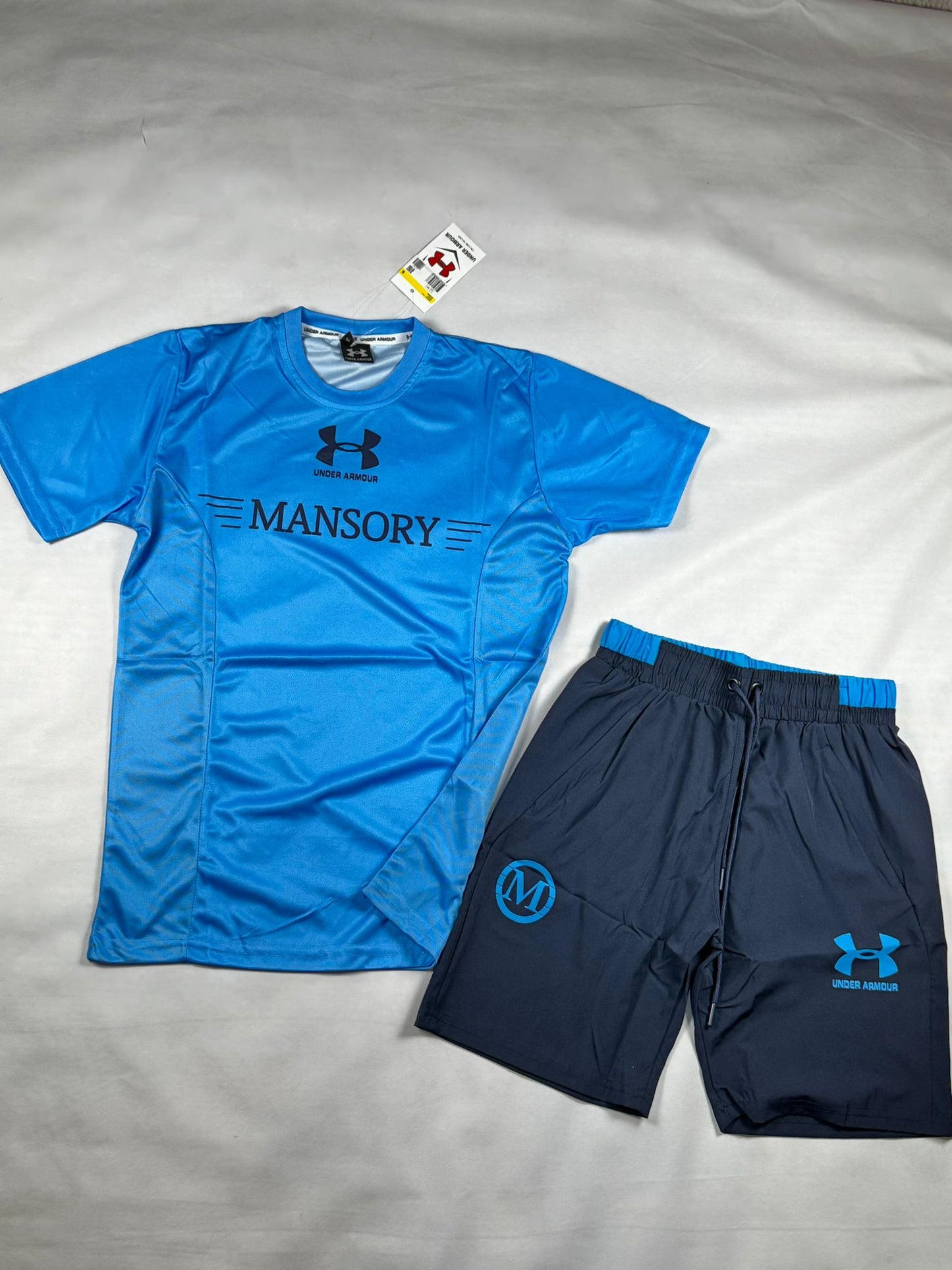 Conjunto under armour x Mansory azul logo negro
