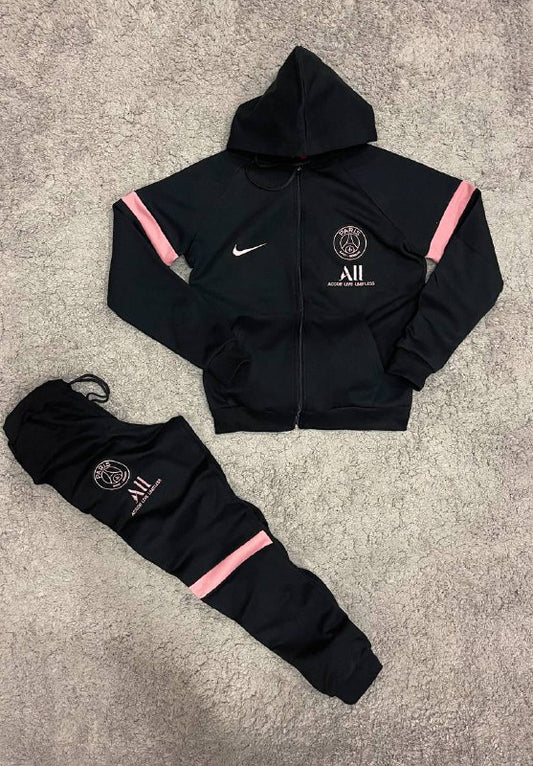Chándal negro nike x PSG logo rosa