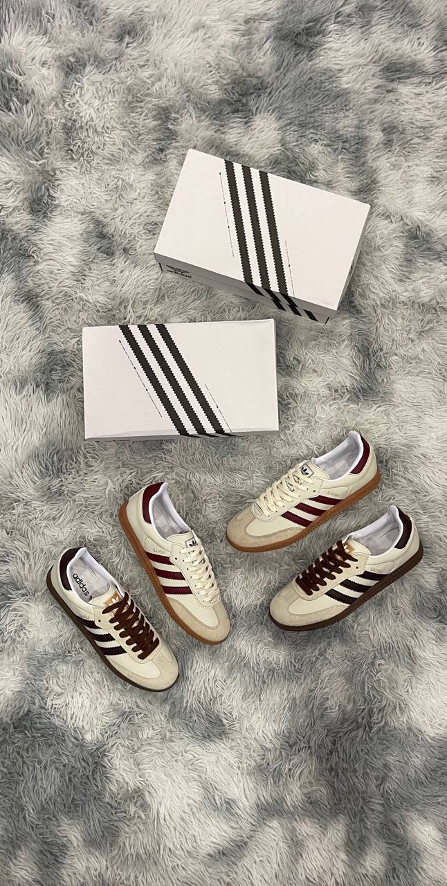 ADIDAS SAMBA BEIGE LOGO MARRON