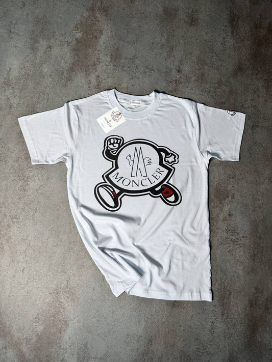 Camiseta Moncler blanco logo negro grande muñeco