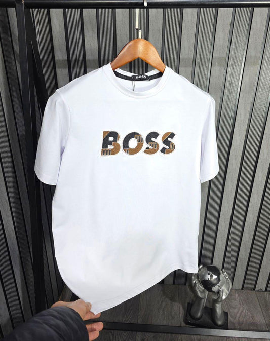 Camiseta HUGO BOSS blanca logo marron