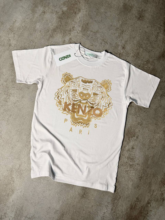 Camiseta Kenzo blanco logo dorado
