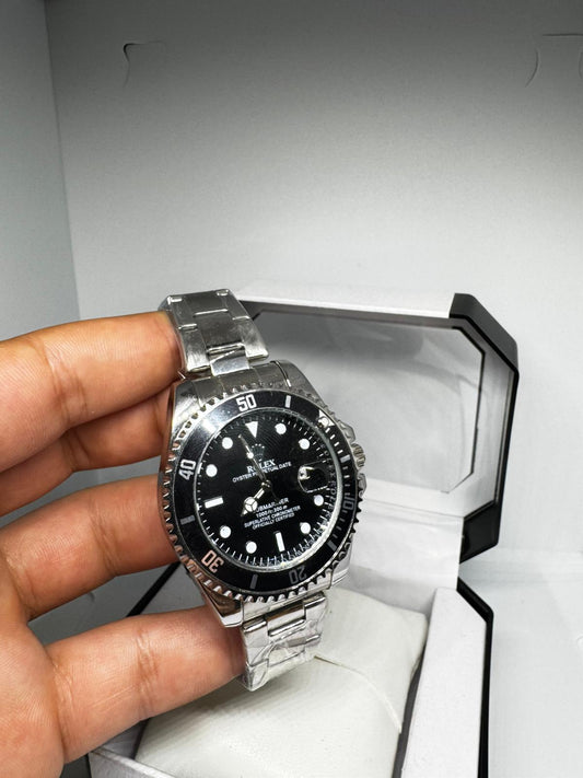 RELOJ ROLEX NEGRA Y PLATEADO