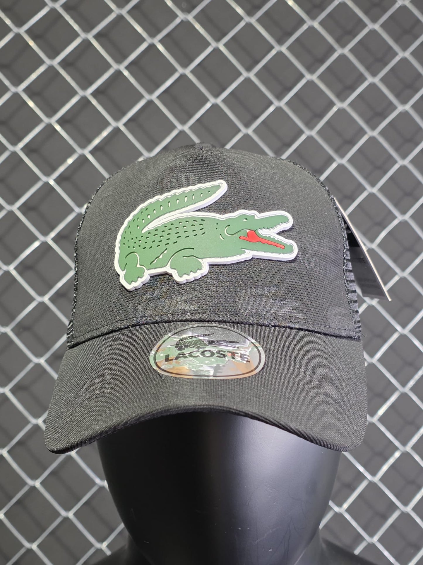Gorra Lacoste negra logo verde