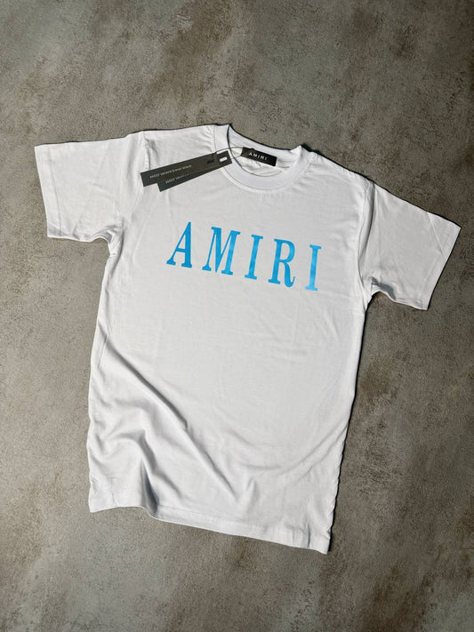 Camiseta Amiri blanco logo azul