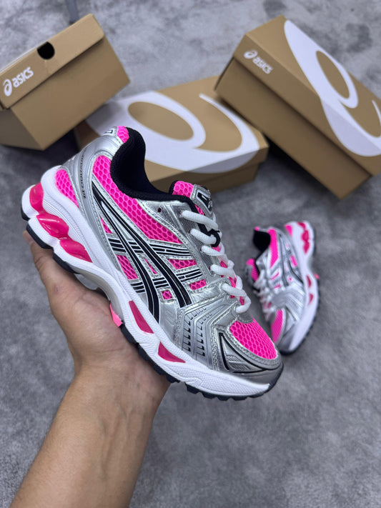 Asics GEL-KAYANO 14 rosas logo negro detalles grises