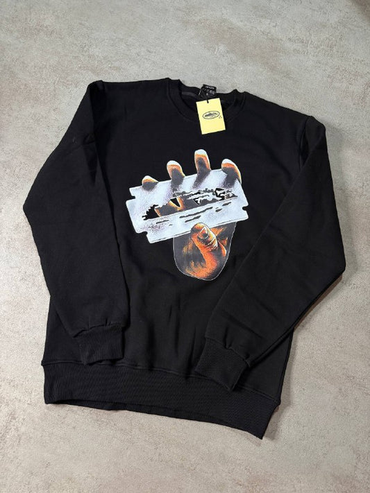 Sudadera CORTEIZ negro logo gris mano