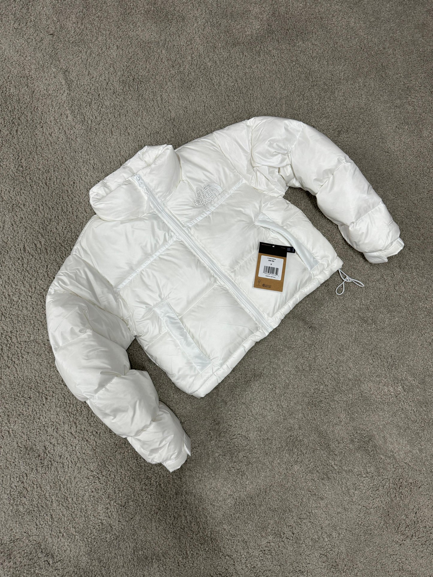 CHAQUETA NORTH FACE blanca logo blanco