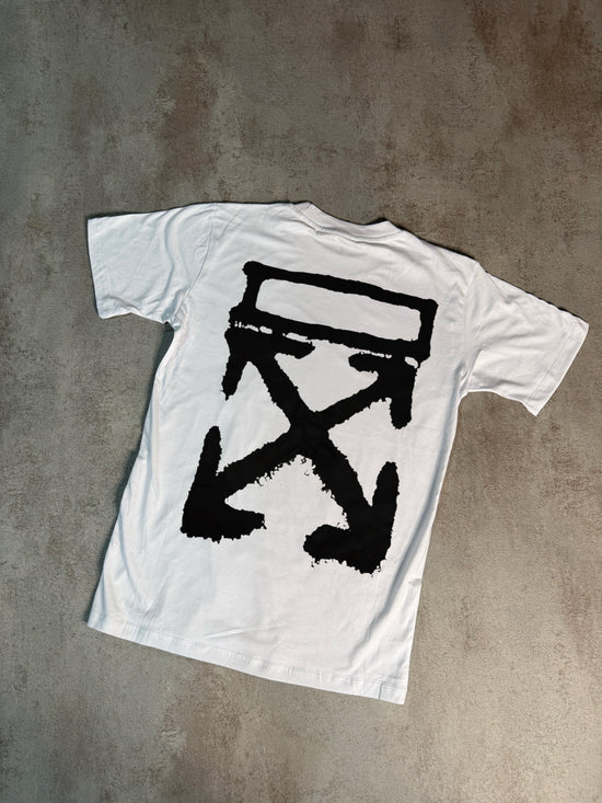Camiseta off white logo mano blanco logo grande negro