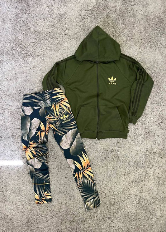 CHANDAL ADIDAS verde logo amarillo mallas