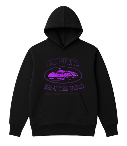 Sudadera CORTEIZ negro logo morado
