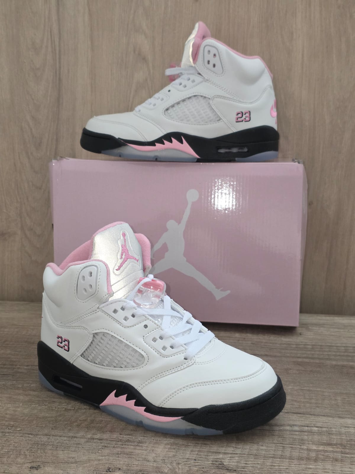 Jordan 5 blanca rosa