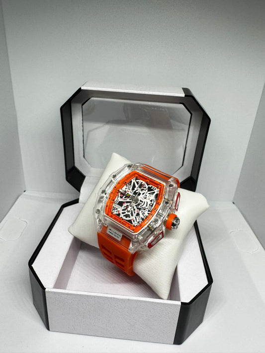 RELOJ RICHARD MILLE X MCLAREN BLANCO Y NARANJA