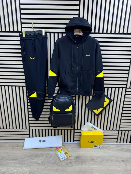 Chándal FENDI negro logo amarillo