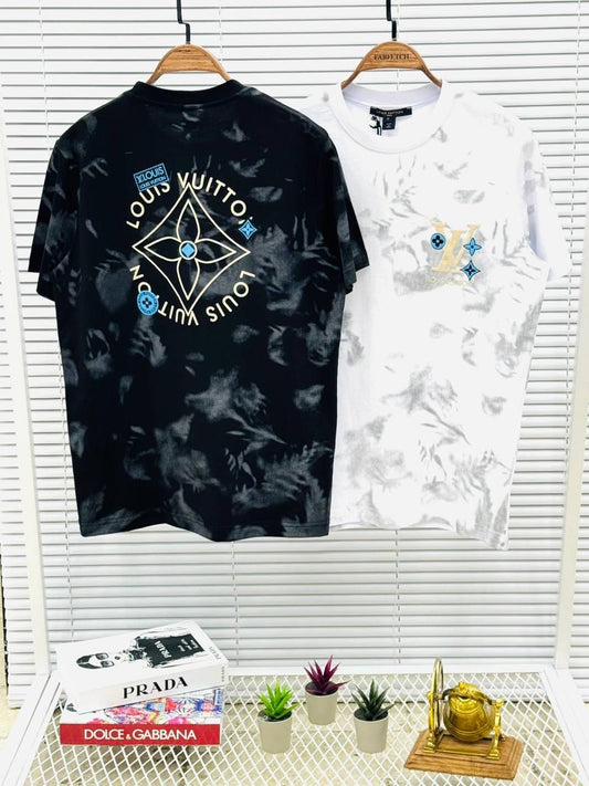 Camiseta LV negro y gris logo amarillo