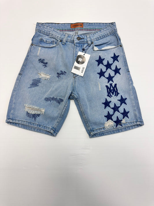Pantalon corto amiri logos azules marinos