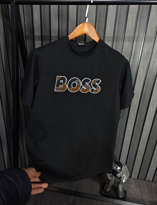 Camiseta HUGO BOSS negra logo marron