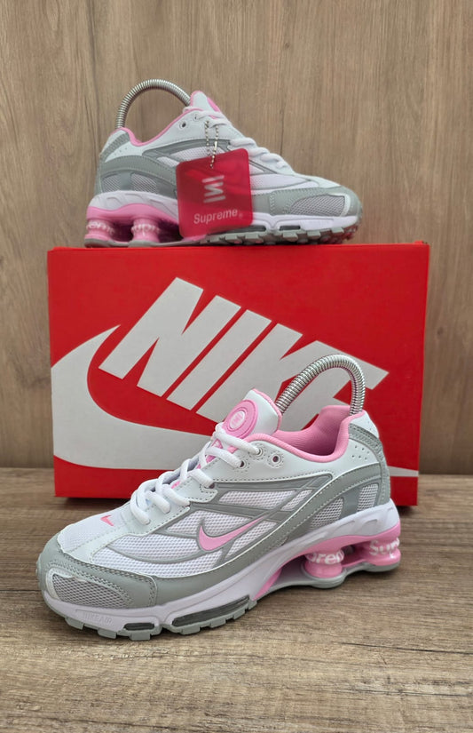 Shox supreme blanca rosa