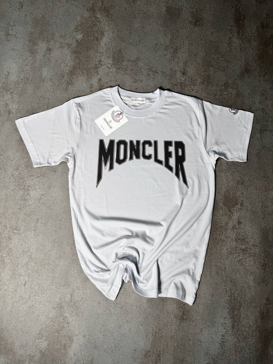 Camiseta Moncler blanco logo grande negro contorno blanco