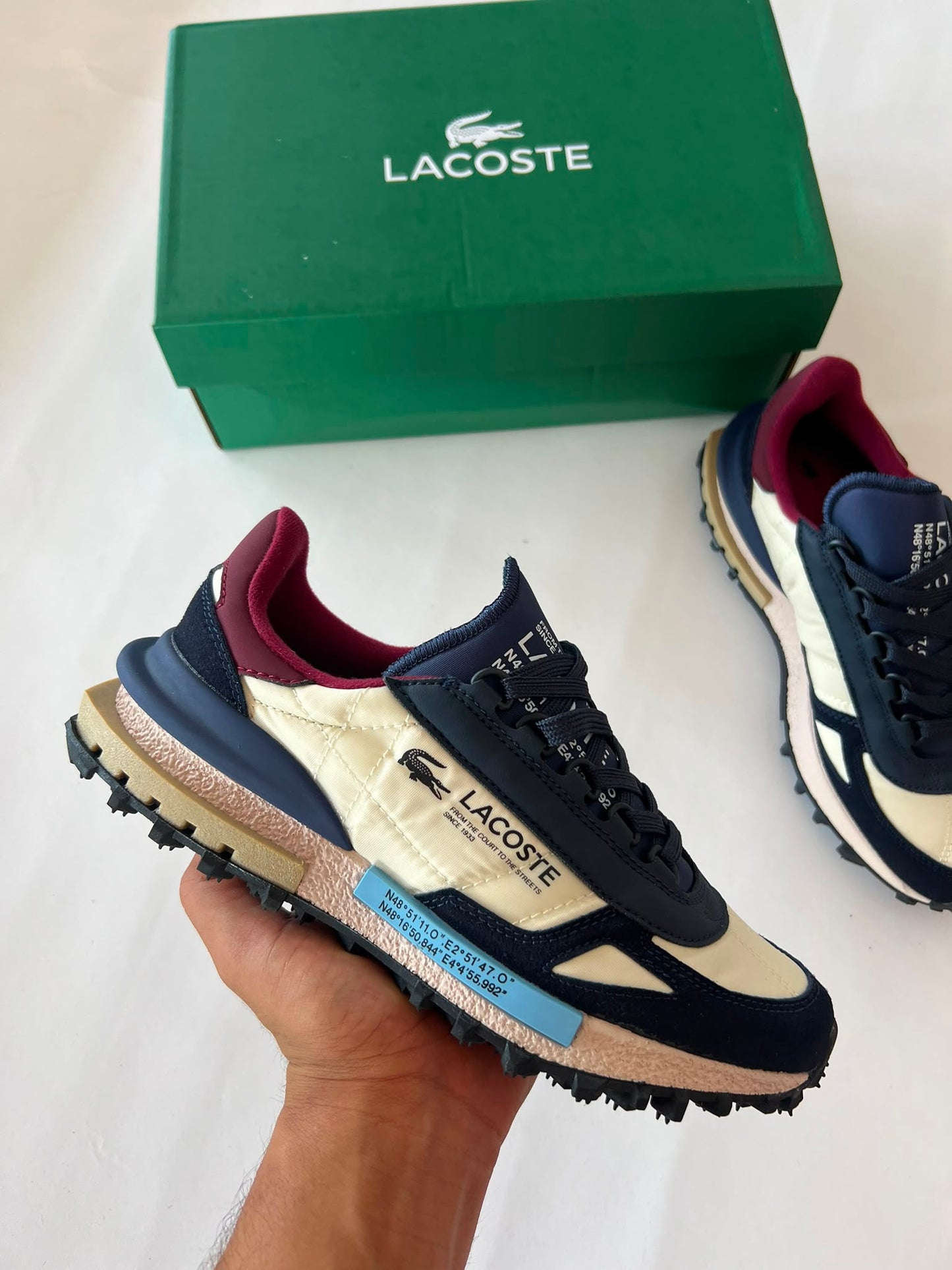 Zapatillas Lacoste Elite Active crema azul marino