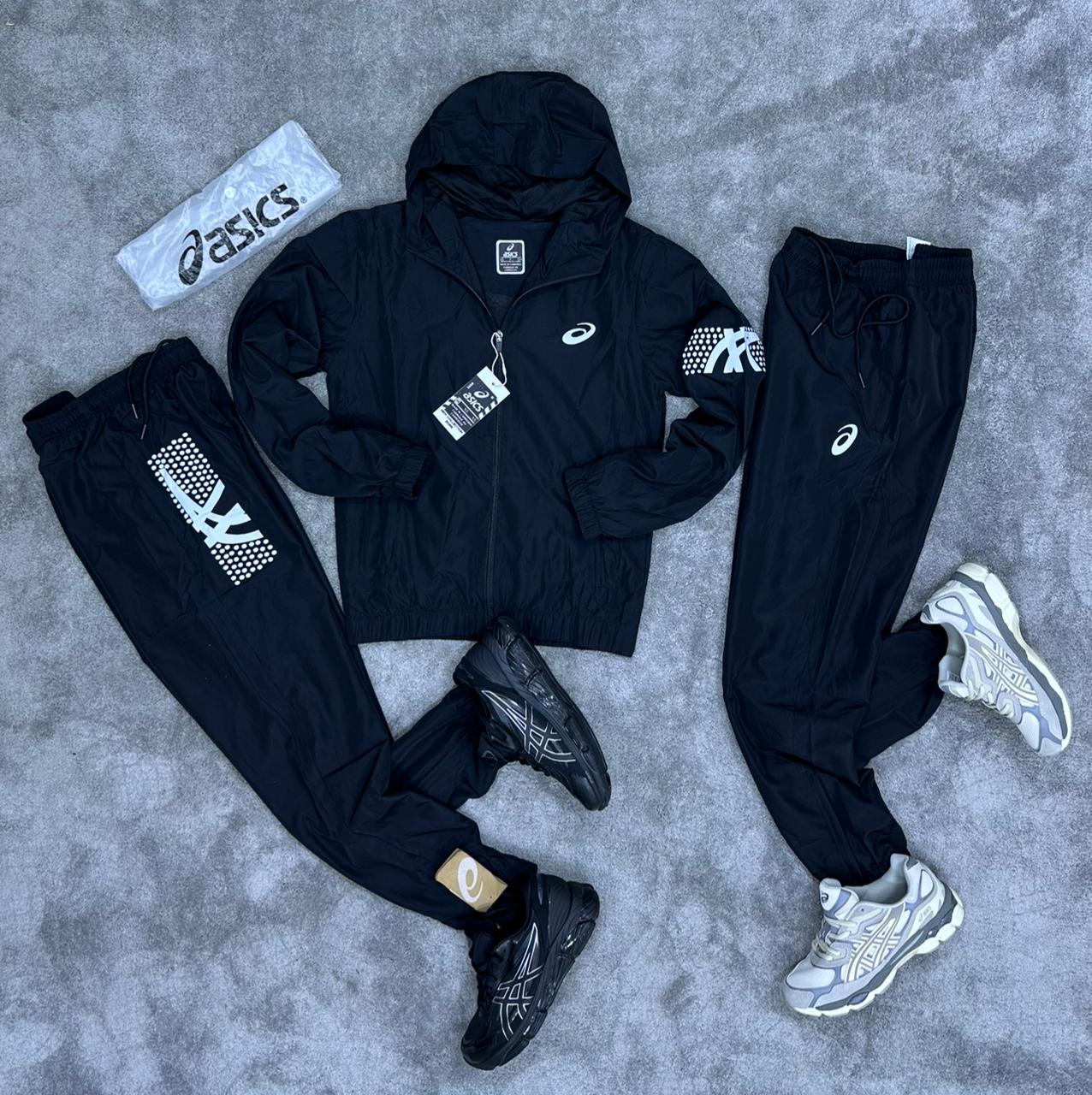 Chandal ASICS negro logo blanco