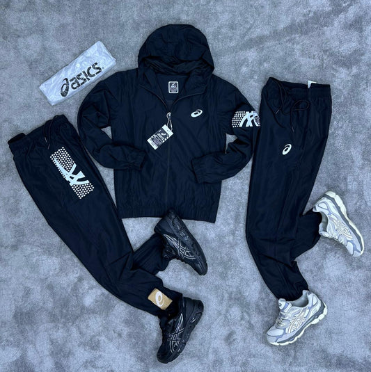 Chandal ASICS negro logo blanco